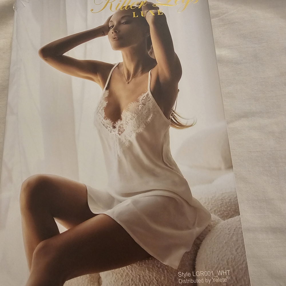 White Chemise with Lace Trim and Spaghetti Straps